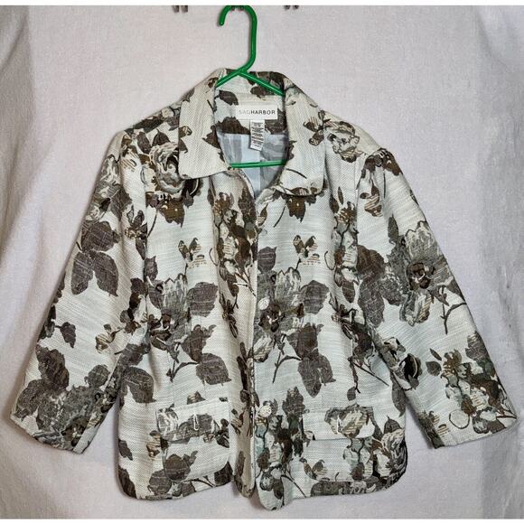 Sag Harbor Womens Green Floral Tapestry Button Up Blazer Jacket Lined Size 18 XL - Picture 3 of 10